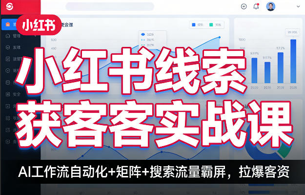 小红书线索获客实战课，AI工作流自动化+矩阵+搜索流量霸屏，拉爆客资-九节课