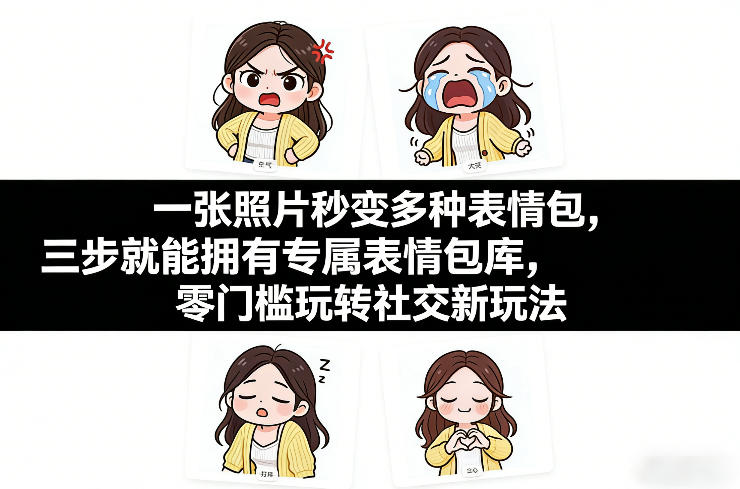 一张照片秒变多种表情包，三步就能拥有专属表情包库，零门槛玩转社交新玩法【文档】-九节课