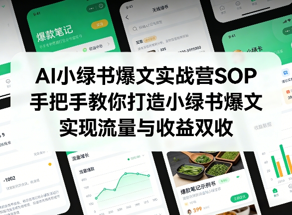 AI小绿书爆文实战营SOP，手把手教你打造小绿书爆文，实现流量与收益双收-九节课