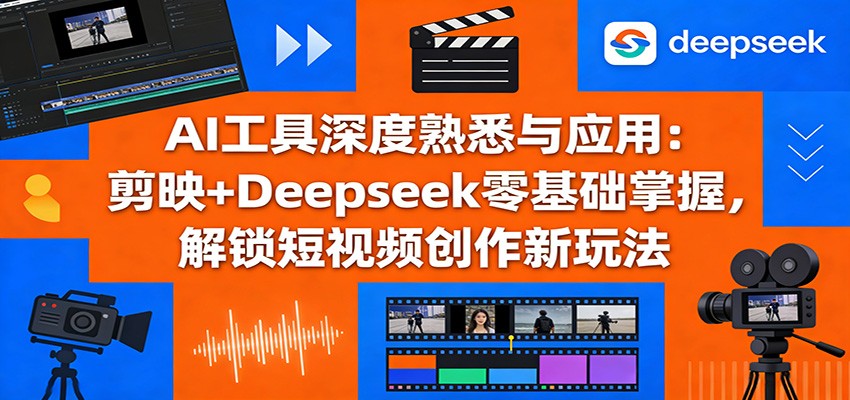 AI工具深度熟悉与应用:剪映+Deepseek零基础掌握,解锁短视频创作新玩法-九节课