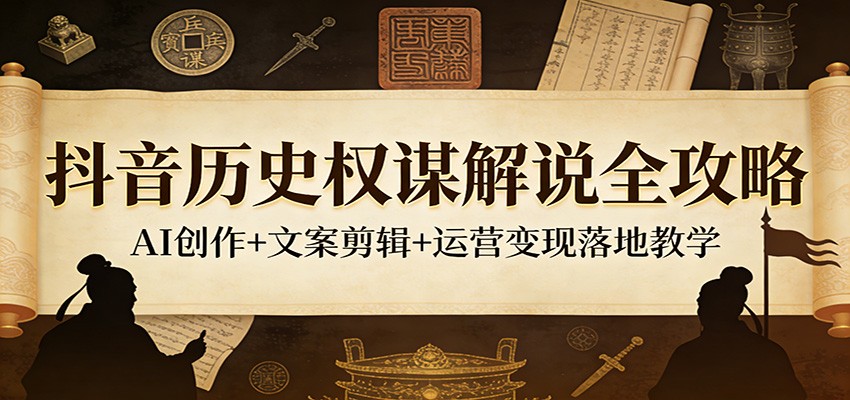 抖音历史权谋解说全攻略：AI创作+文案剪辑+运营变现落地教学-九节课