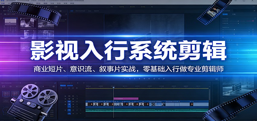 影视系统剪辑，商业短片、意识流、叙事片实战，零基础入行做专业剪辑师-九节课