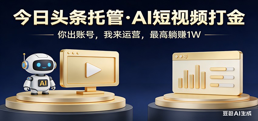 头条号AI托管，我提供作品，你提供账号，每天5分钟发布，小白躺赚3000+-九节课