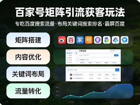 百家号矩阵引流获客玩法，专吃百度搜索流量，布局关键词搜索排名，霸屏百度-九节课
