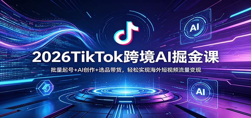 2026TikTok跨境AI掘金课：批量起号+AI创作+选品带货，轻松实现海外短视频流量变现-九节课