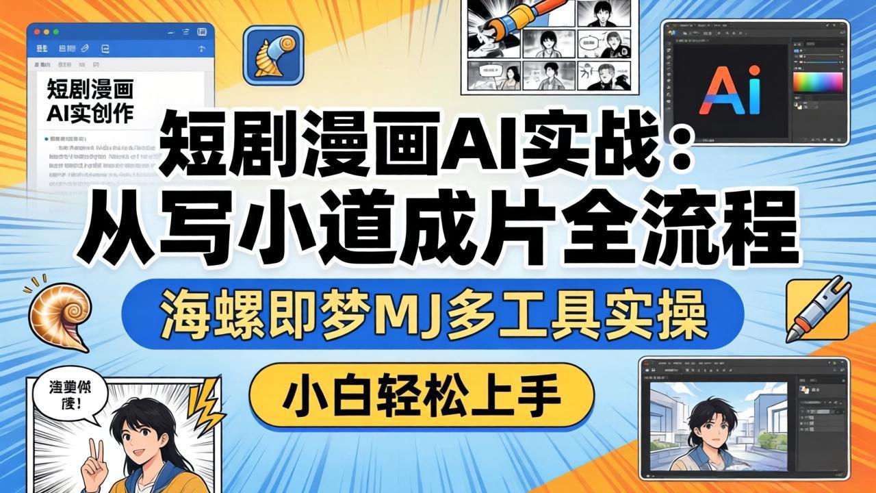 （17945期）短剧漫画AI实战：从写小说到成片全流程，海螺即梦MJ多工具实操，小白轻松上手-九节课