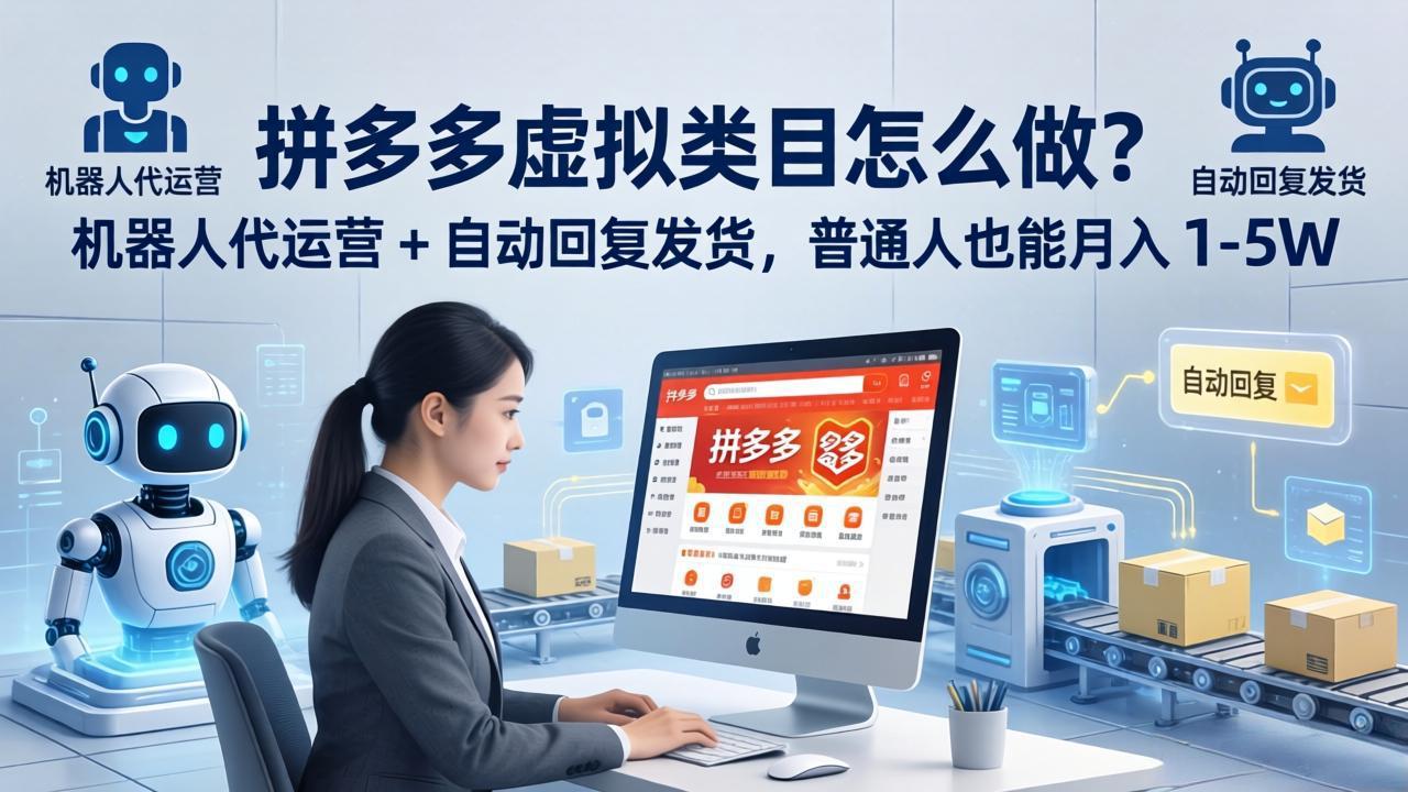 （18111期）拼多多虚拟类目怎么做？机器人代运营 + 自动回复发货，普通人也能月入 1-5W-九节课
