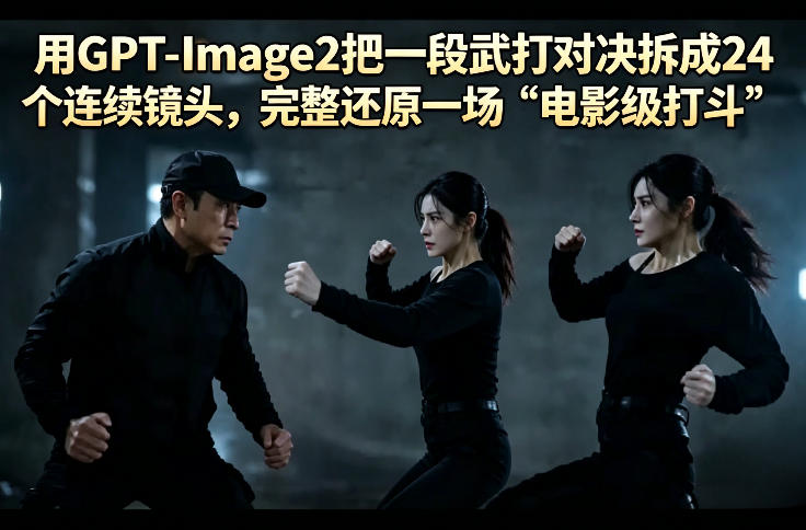 用GPT-Image2把一段武打对决拆成24个连续镜头，完整还原一场“电影级打斗”-九节课