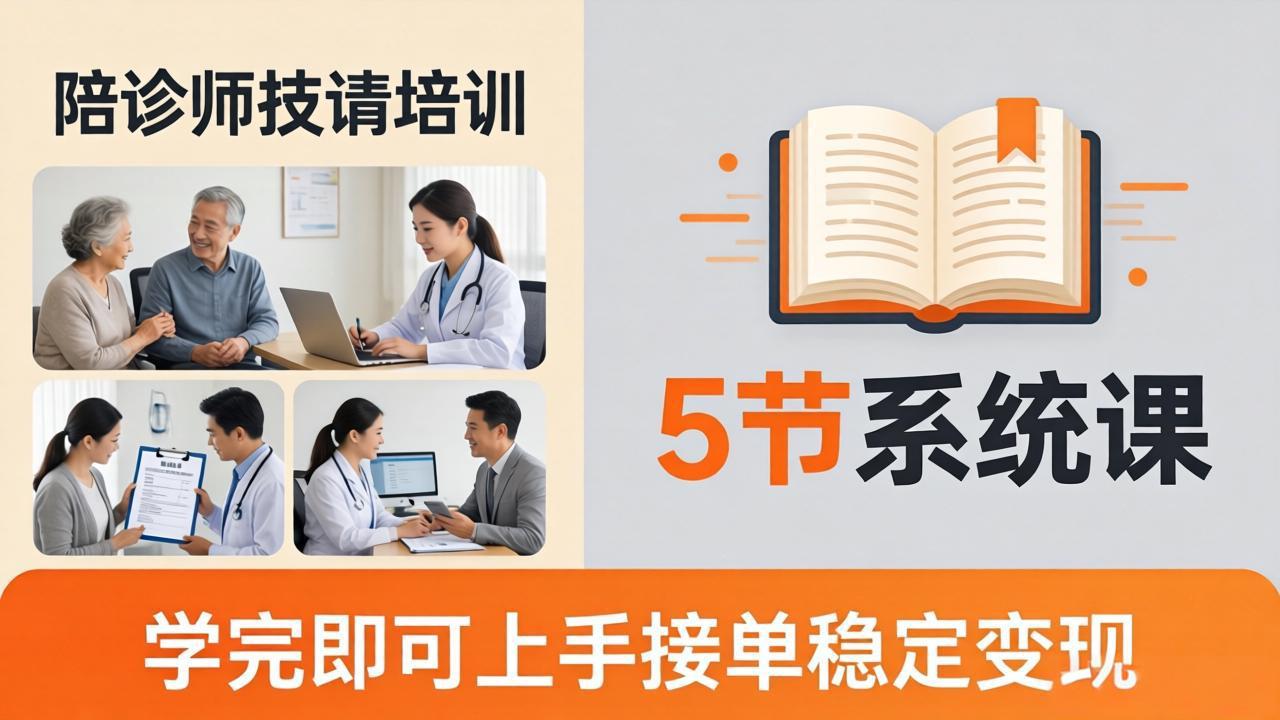 （18116期）想做陪诊师不知从何下手？5节系统课教你掌握核心技能，学完即可上手接单稳定变现-九节课