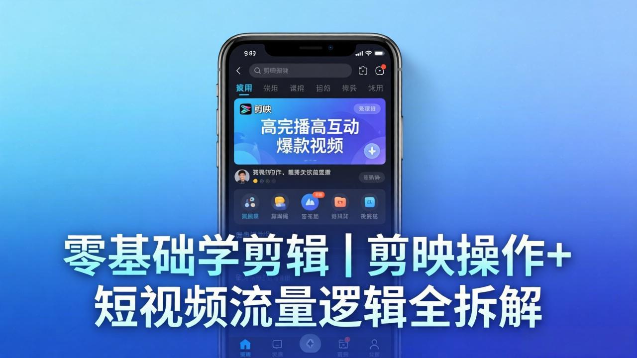 （18117期） 【零基础学剪辑】剪映操作+短视频流量逻辑全拆解｜手把手教你剪出高完播高互动爆款视频-九节课