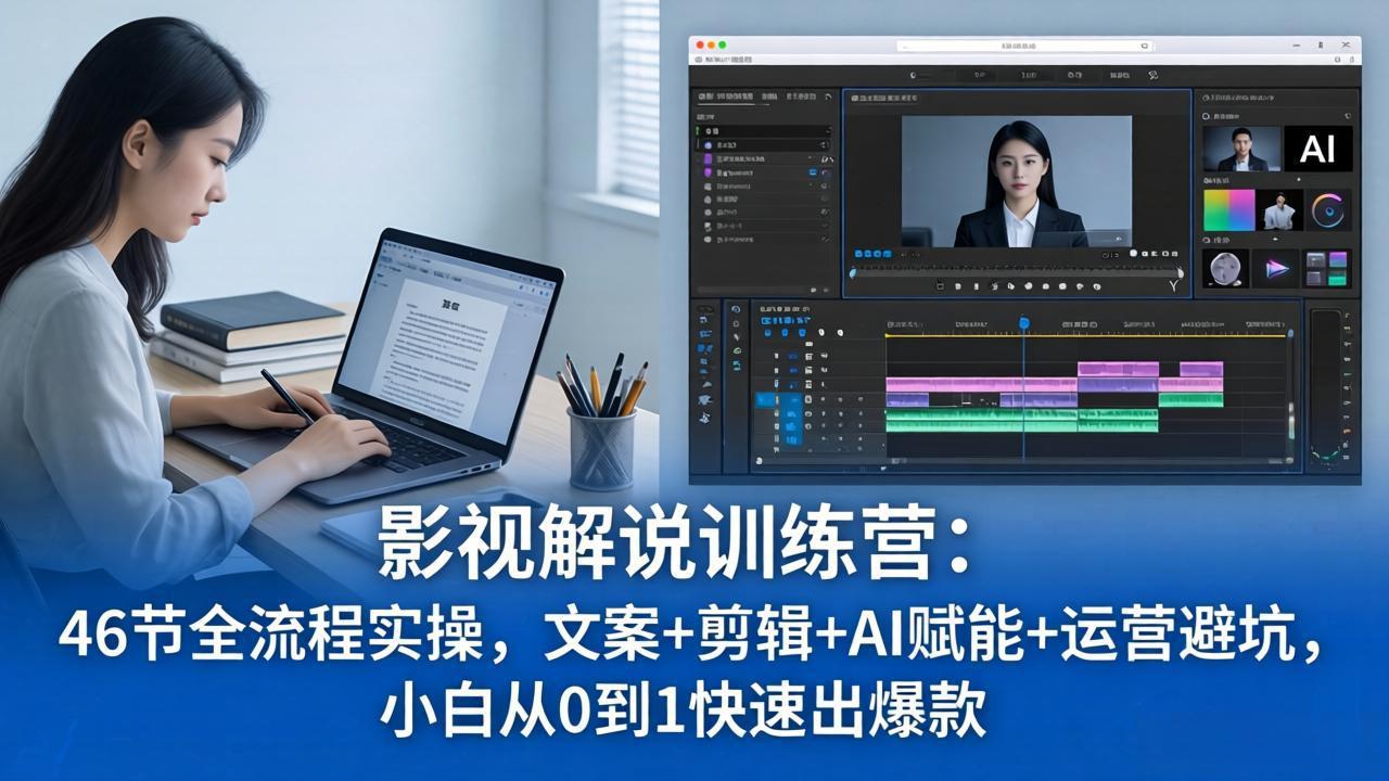 （18053期）影视解说特训营：46节全流程实操，文案+剪辑+AI赋能+运营避坑，小白从0到1快速出爆款-九节课