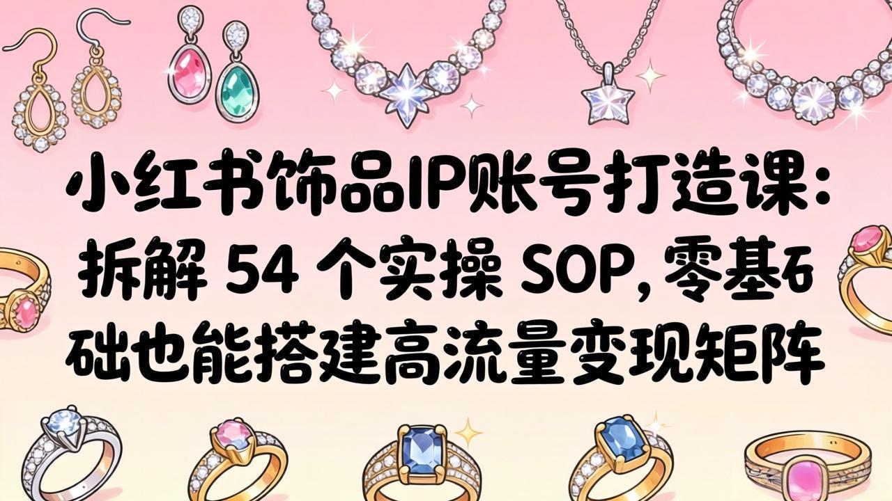 （18101期）小红书饰品IP账号打造课：拆解 54 个实操 SOP，零基础也能搭建高流量变现矩阵-九节课