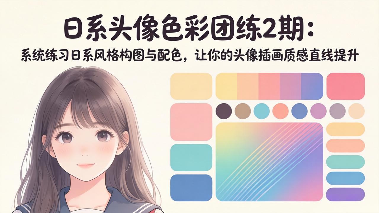（18034期）日系头像色彩团练2期：系统练习日系风格构图与配色，让你的头像插画质感直线提升-九节课