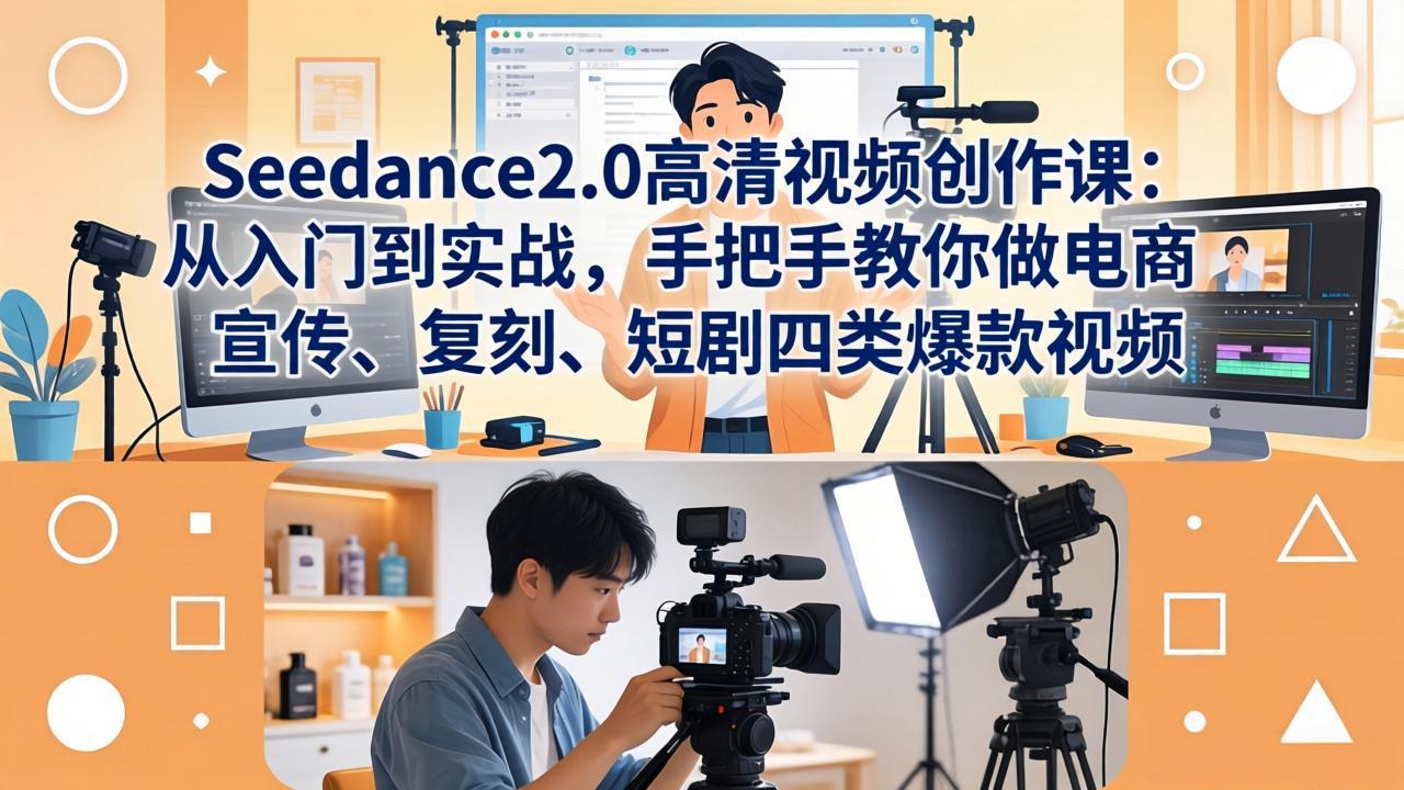 （18019期）Seedance2.0高清视频创作课：从入门到实战，手把手教你做电商、宣传、复刻、短剧四类爆款视频-九节课