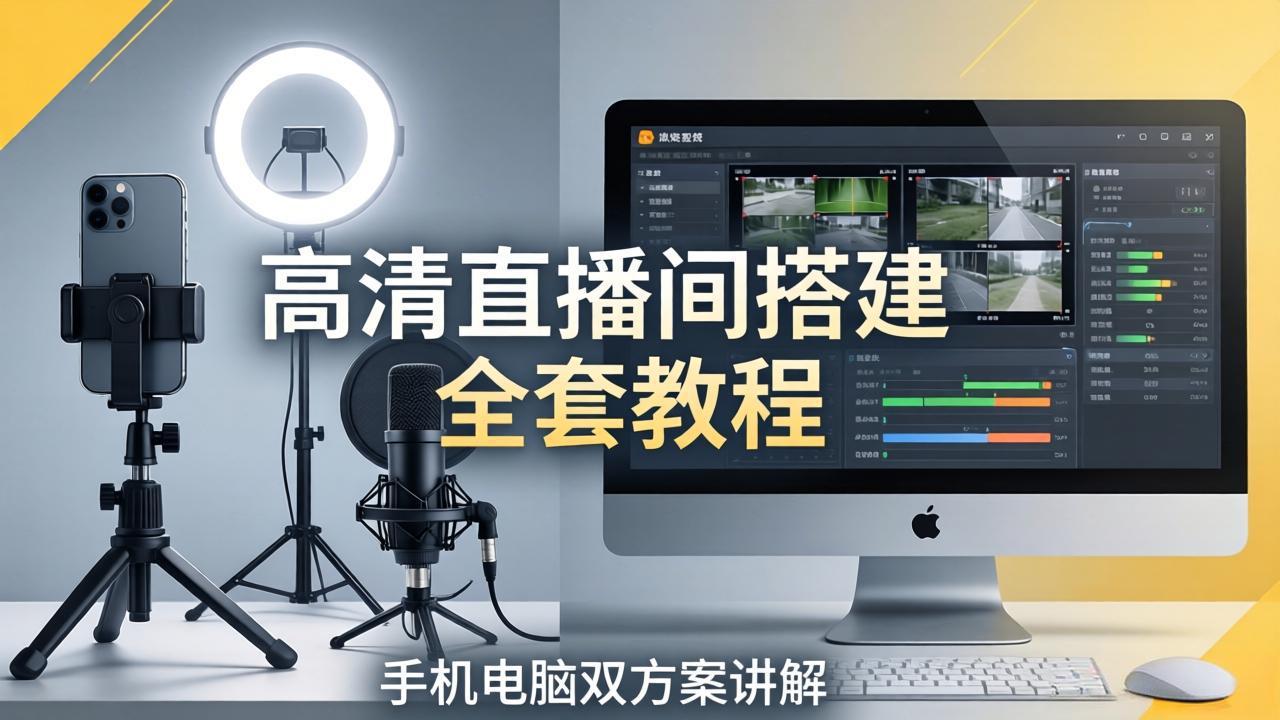 （18104期）高清直播间搭建全套教程，手机电脑双方案讲解，设备选型调试多机位实操教学-九节课