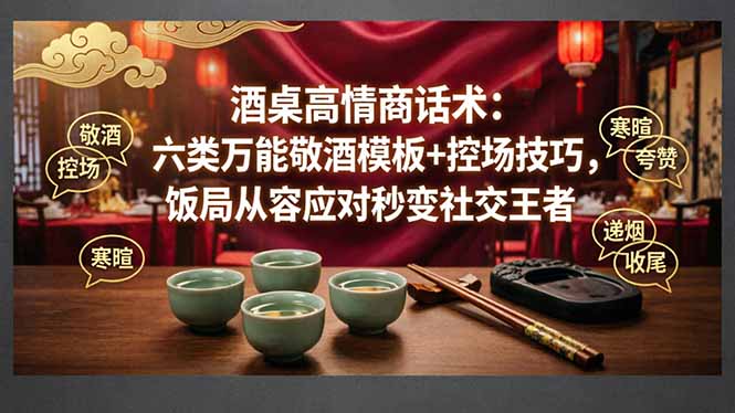 （18020期）付费文章：酒桌高情商话术：六类万能敬酒模板+控场技巧，饭局从容应对秒变社交王者-九节课