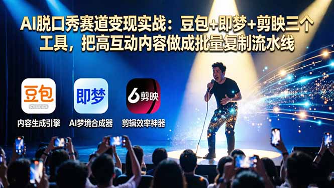 （17990期）AI脱口秀赛道变现实战：豆包+即梦+剪映三个工具，把高互动内容做成批量复制流水线-九节课