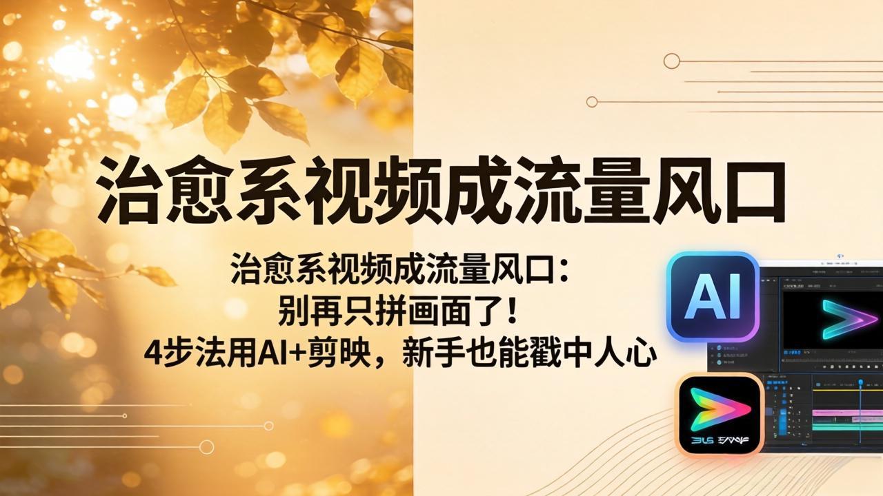 （18219期）治愈系视频成流量风口：别再只拼画面了！4步法用AI+剪映，新手也能戳中人心-九节课