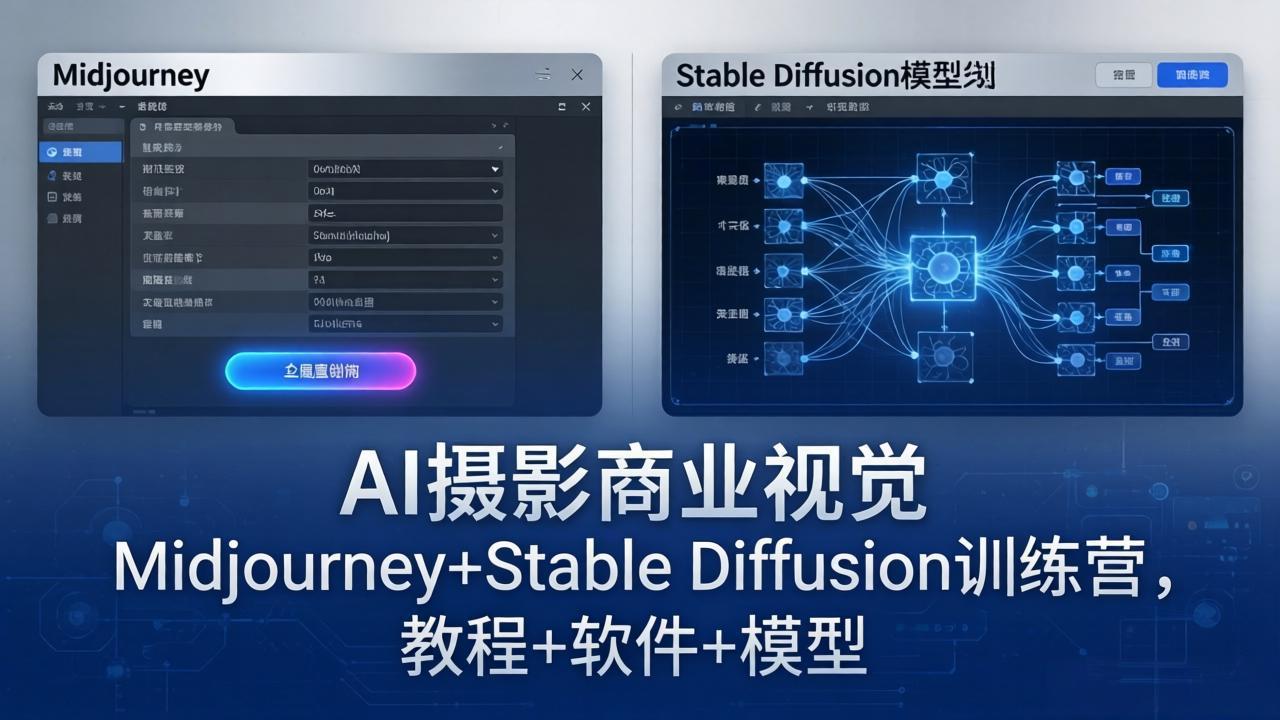 （18271期）AI摄影商业视觉Midjourney+Stable Diffusion训练营，教程+软件+模型-九节课
