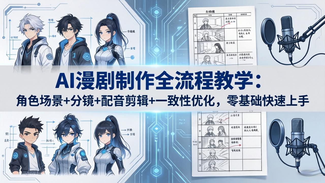 （18090期）AI漫剧制作全流程教学：角色场景+分镜+配音剪辑+一致性优化，零基础快速上手-九节课