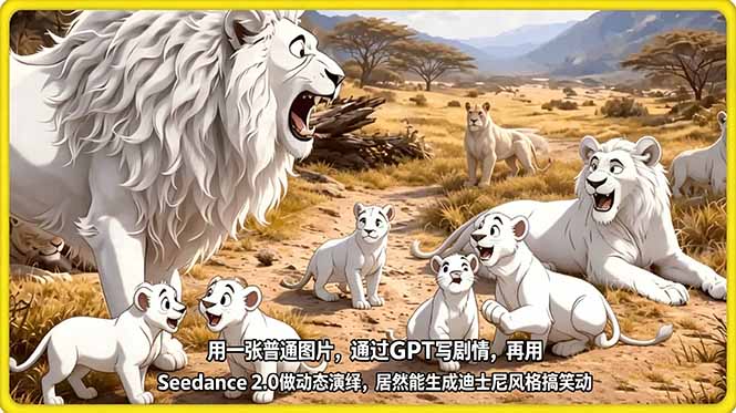 （18137期）用一张普通图片，通过GPT写剧情，再用Seedance 2.0做动态演绎，居然能生成迪士尼风格搞笑动画-九节课