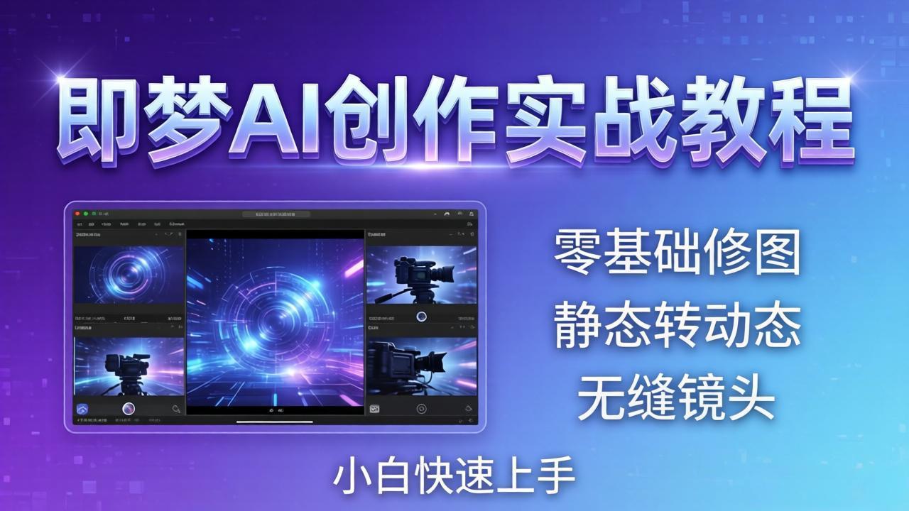 （18196期）即梦AI创作实战教程，从零基础修图到AI导演，实战教学静态转动态+无缝镜头，小白快速上手-九节课