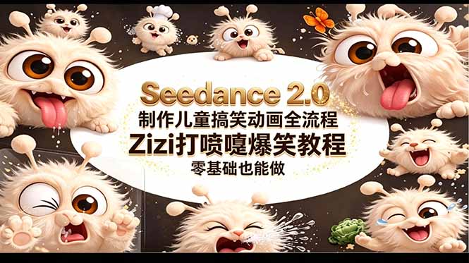 （18211期）Seedance 2.0 制作儿童搞笑动画全流程Zizi打喷嚏爆笑教程｜零基础也能做-九节课