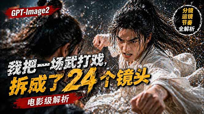 （18212期）用GPT-Image2，把一段武打对决拆成24个连续镜头，从人物建立、动作衔接、运镜节奏，到情绪爆发-九节课