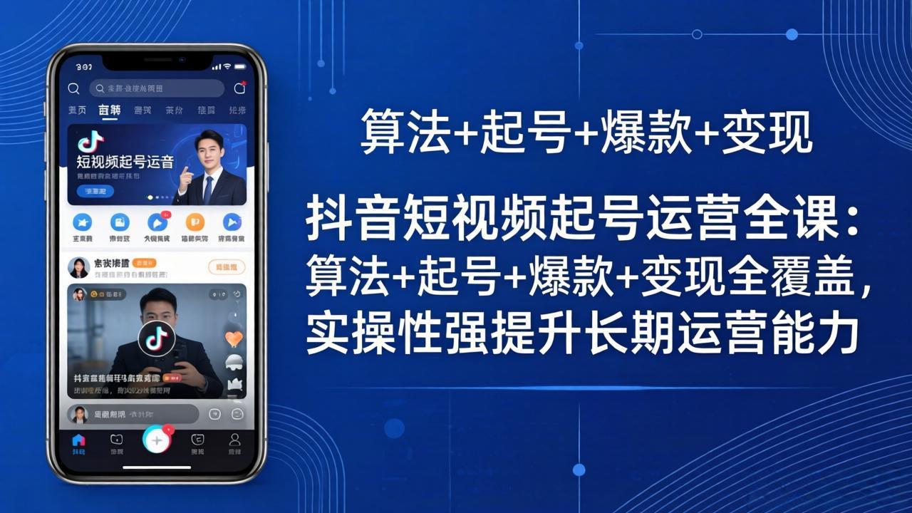 （18071期）抖音短视频起号运营全课：算法+起号+爆款+变现全覆盖，实操性强提升长期运营能力-九节课