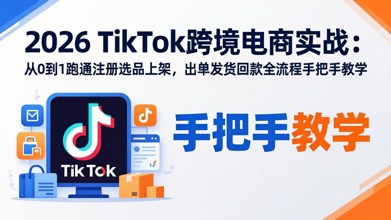 （17850期）2026TikTok跨境电商实战：从0到1跑通注册选品上架，出单发货回款全流程手把手教学-九节课