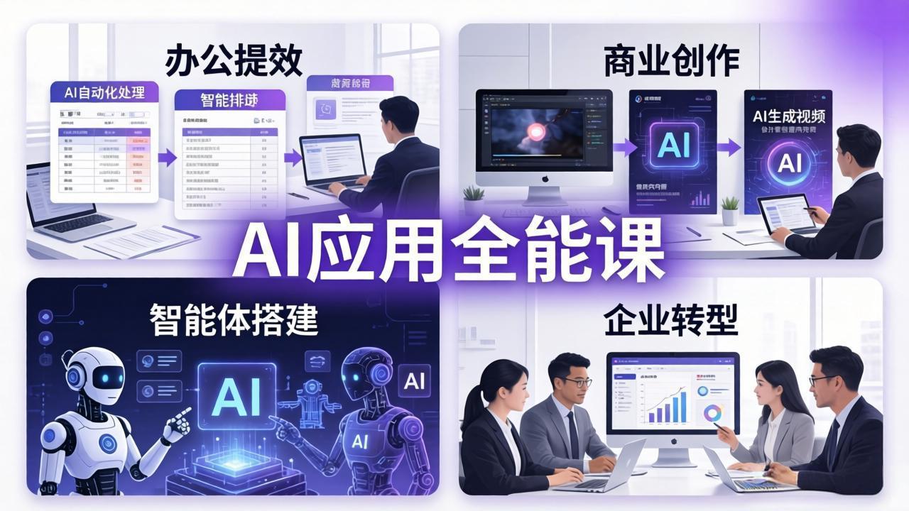 (18042期)AIGC 应用师全能课-更新:办公提效、商业创作、智能体搭建、企业转型,一站式学会AI应用-九节课