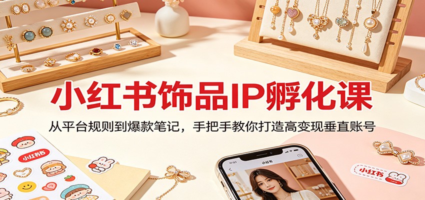 小红书饰品IP孵化课：从平台规则到爆款笔记，手把手教你打造高变现垂直账号-九节课