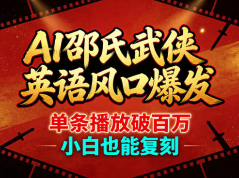 AI邵氏武侠英语风口爆发，单条播放破百万，小白也能复刻-九节课