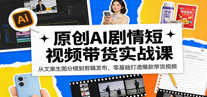 原创AI剧情短视频带货实战课：从文案生图分镜到剪辑发布，零基础打造爆款带货视频-九节课