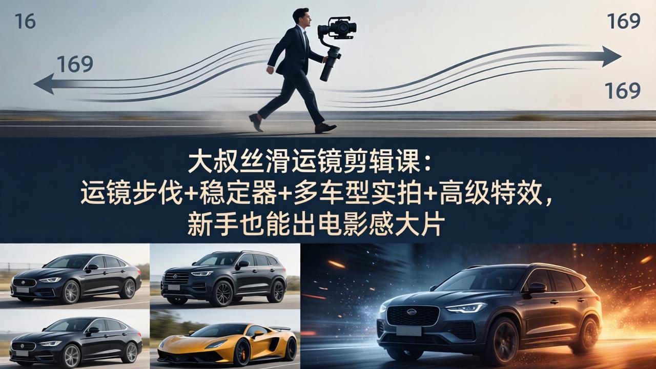 （18004期）大叔丝滑运镜剪辑课：运镜步伐+稳定器+多车型实拍+高级特效，新手也能出电影感大片-九节课