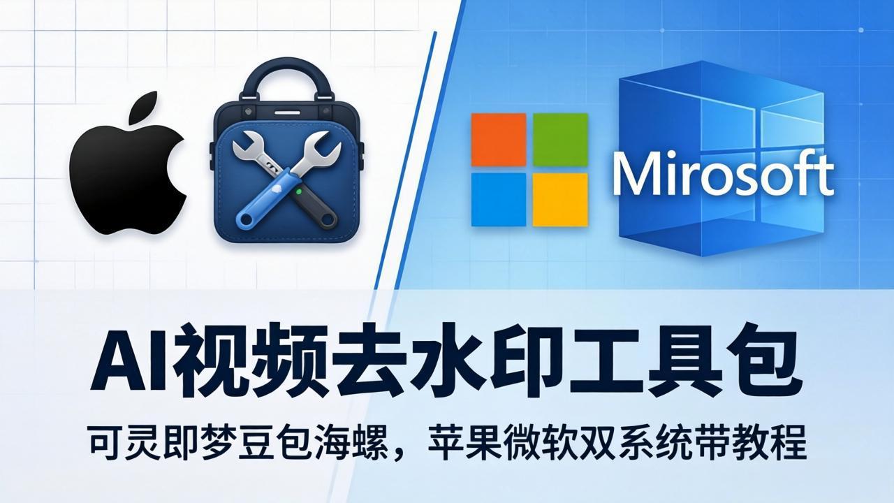 （18073期）AI视频去水印工具包：可灵即梦豆包海螺，苹果微软双系统带教程-九节课