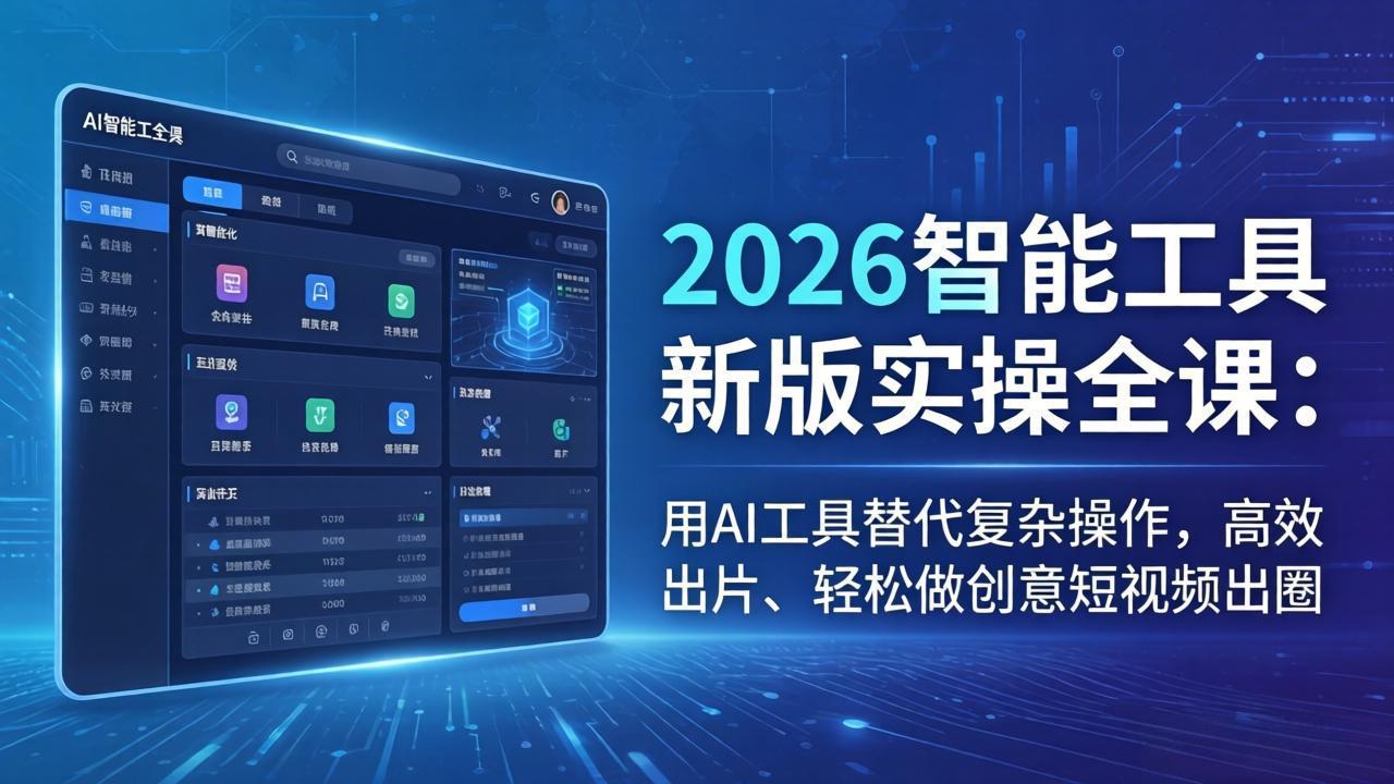 （18005期）2026智能工具新版实操全课：用AI工具替代复杂操作，高效出片、轻松做创意短视频出圈-九节课