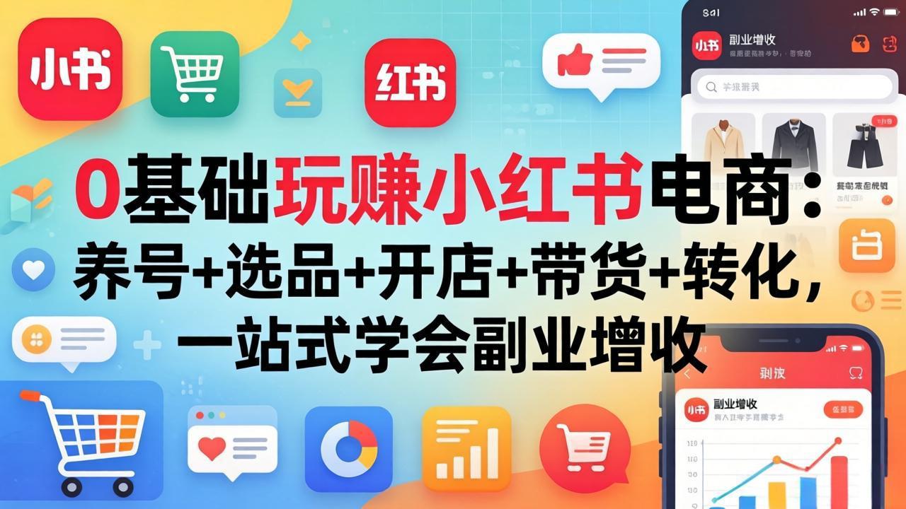 （17949期）0基础玩赚小红书电商：养号+选品+开店+带货+转化，一站式学会副业增收-九节课