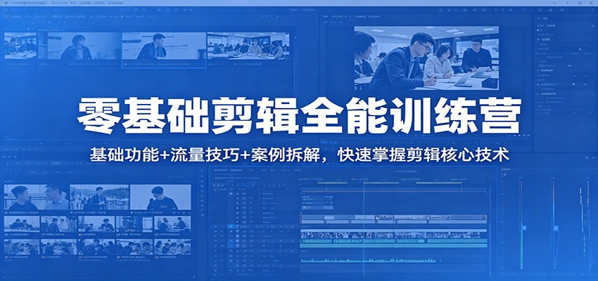 零基础剪辑全能训练营：基础功能+流量技巧+案例拆解，快速掌握剪辑核心技术-九节课