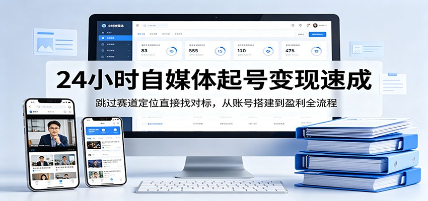 24小时自媒体起号变现速成，跳过赛道定位直接找对标，从账号搭建到盈利全流程-九节课