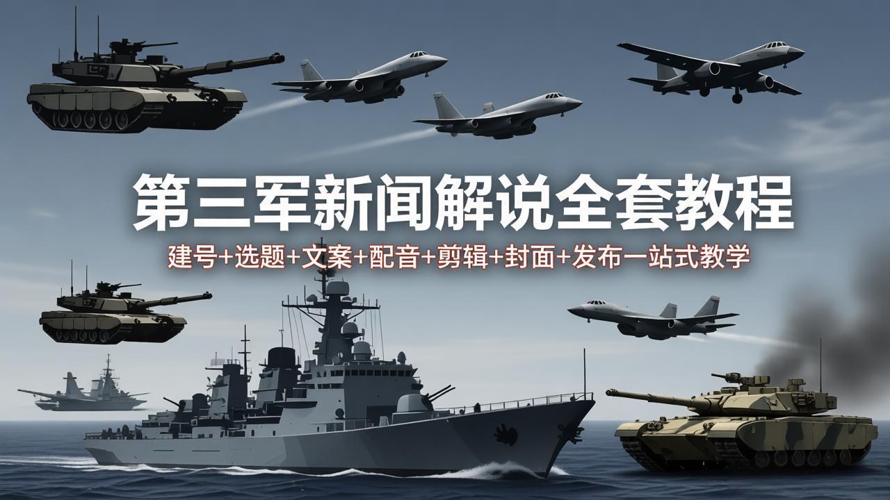 （18081期）第三军迷新闻解说全套教程：建号+选题+文案+配音+剪辑+封面+发布一站式教学-九节课