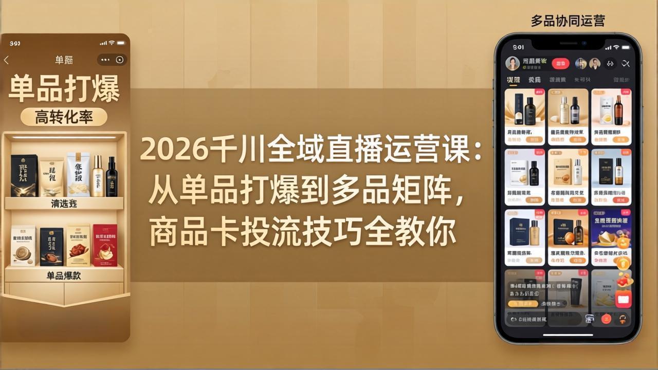 （18028期）2026千川全域直播运营课：从单品打爆到多品矩阵，商品卡投流技巧全教你-九节课