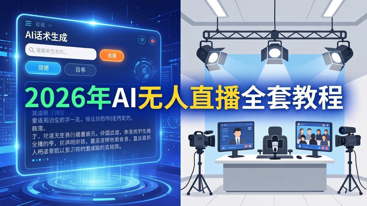 （17953期）2026年AI无人直播全套教程：OBS安装+软件配置+直播间搭建+话术生成+一键开播实操-九节课