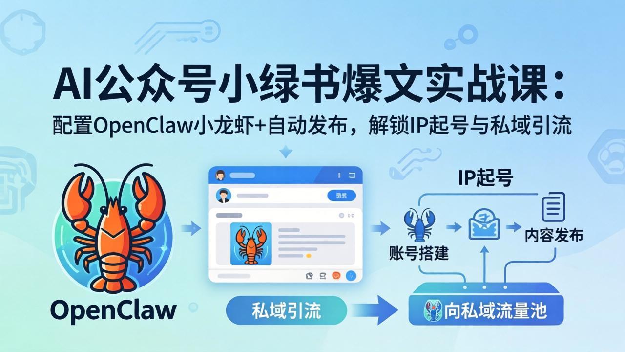 （18132期）AI公众号小绿书变现实战课：小绿书爆文写作+OpenClaw自动发布，解锁IP起号与私域引流-九节课
