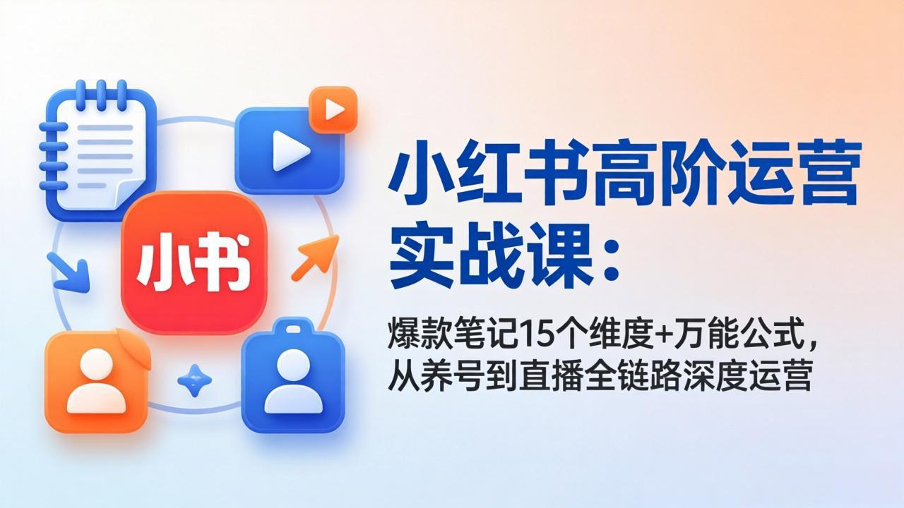 （17844期）小红书高阶运营实战课：爆款笔记15个维度+万能公式，从养号到直播全链路深度运营-九节课