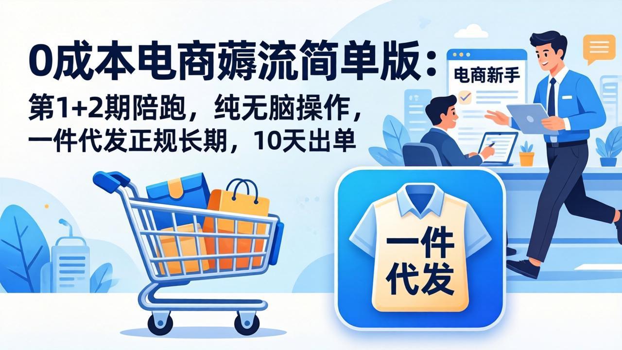 （17880期）0成本电商薅流简单版：第1+2期陪跑，纯无脑操作，一件代发正规长期，10天出单-九节课
