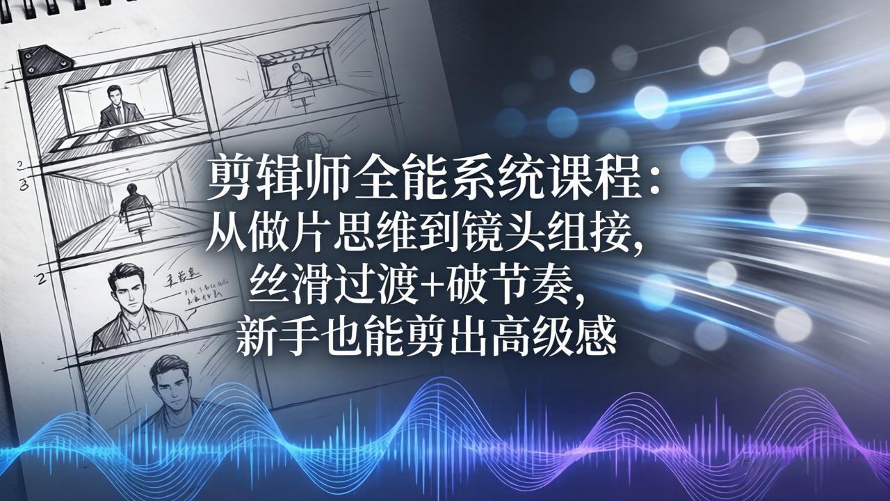 （18260期）剪辑师全能系统课程：从做片思维到镜头组接，丝滑过渡+破节奏，新手也能剪出高级感-九节课