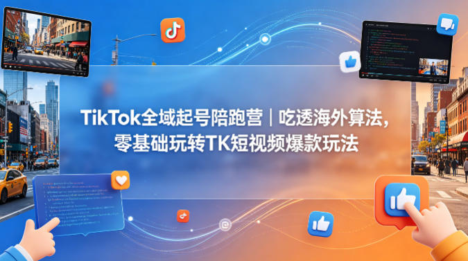 TikTok全域起号陪跑营｜吃透海外算法，零基础玩转TK短视频爆款玩法-九节课