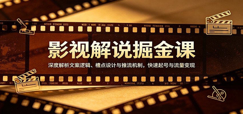 影视解说掘金课：深度解析文案逻辑、槽点设计与推流机制，快速起号与流量变现-九节课