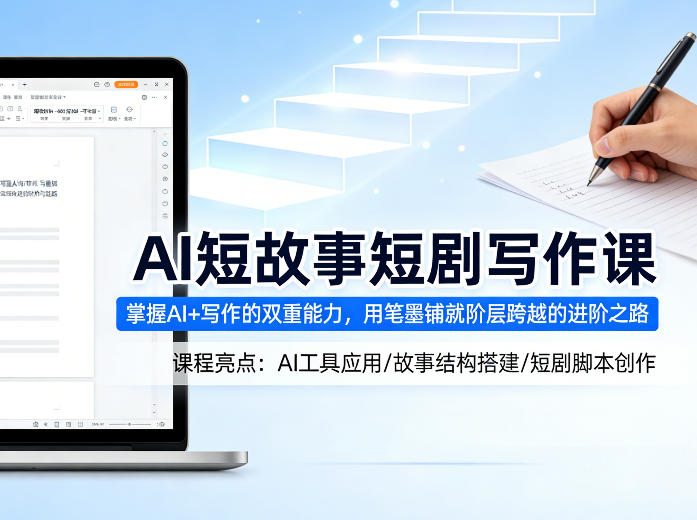 AI短故事短剧写作课，掌握AI+写作的双重能力，用笔墨铺就阶层跨越的进阶之路-九节课